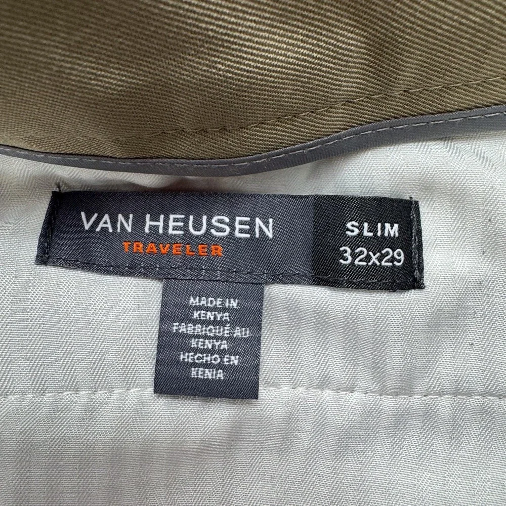 Van Heusen Traveler Dress Pants Mens 32x29 Beige Non Iron Microfiber NEW $60